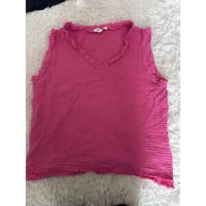 Sewn & Seen women's sz. L pink "gauze" style sleeveless top. Soft, pretty